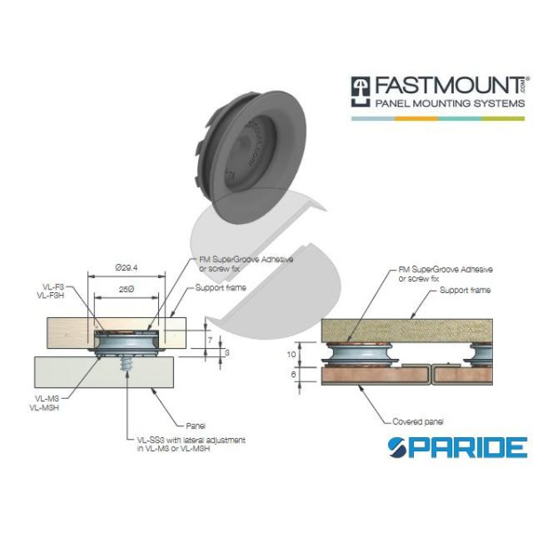 CLIP FEMMINA VL-F3 FASTMOUNT PER ASSEMBLAGGIO PANN...