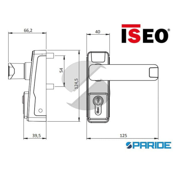 COMANDO ESTERNO TRIM 94027005 ISEO PER MANIGLIONI ANTIPANICO NERO MANIGLIA E CILINDRO
