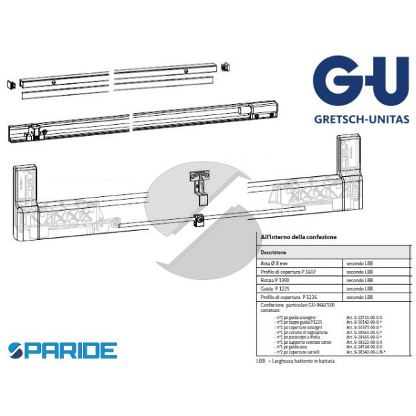 CONFEZIONE PROFILI 966\200 ALLUMINIO EV1 GU SCORRE...