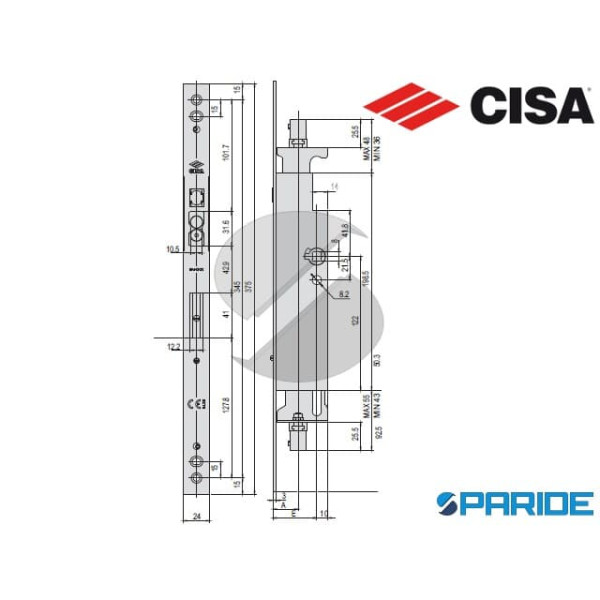 CONTROSERRATURA E 75 43295 CISA SECONDA ANTA ANTIPANICO