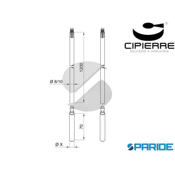 COPPIA ASTE D 8 L 1200 MM 605 CIPIERRE ZINCATE