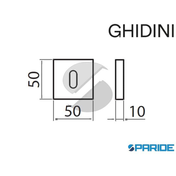 COPPIA BOCCHETTA QUADRA 50X50 MM PATENT 77498651133 GHIDINI CROMO SATINATO