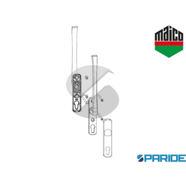 COPPIA MANIGLIONI HS 13343 MAICO CON COPRIROSETTE FORO PZ ARGENTO