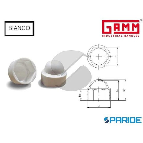 COPRI DADO ESAGONALE M12 BIANCO IN PLASTICA