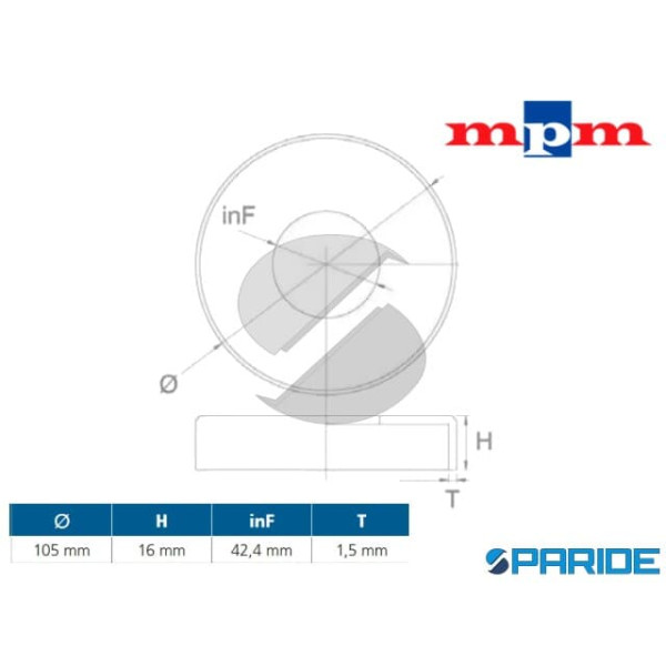COVER PER FLANGIA PAVIMENTO D 105 X H16 MM IN ACCIAIO INOX AISI 304 SATINATO MPM