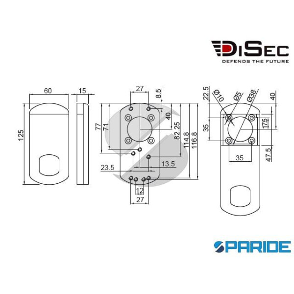 DEFENDER MAGNETICO MG4104W DISEC PER CILINDRO A POMPA PVD OTTONE 3 CHIAVI