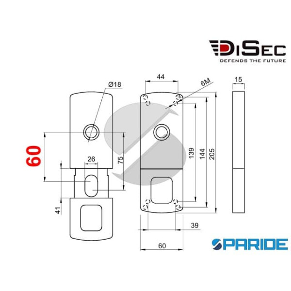 DEFENDER MAGNETICO PER BASCULANTI MG810 DISEC I 60 MM PER CILINDRO TONDO E EUROPEO NERO