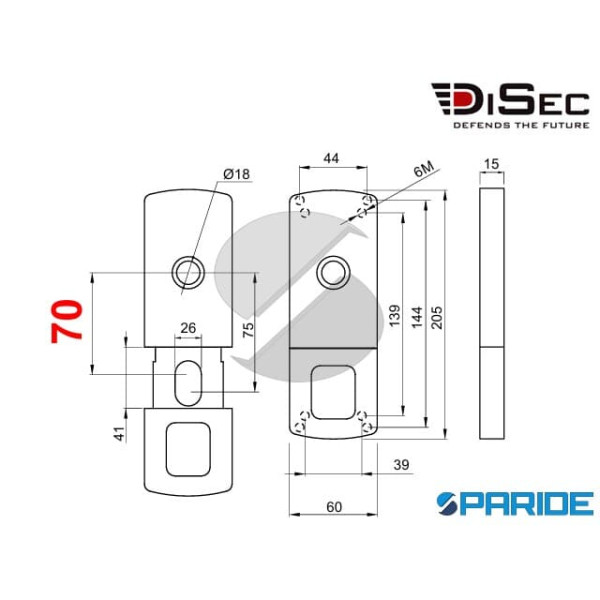 DEFENDER MAGNETICO PER BASCULANTI MG810 DISEC I 70 MM PER CILINDRO TONDO E EUROPEO NERO