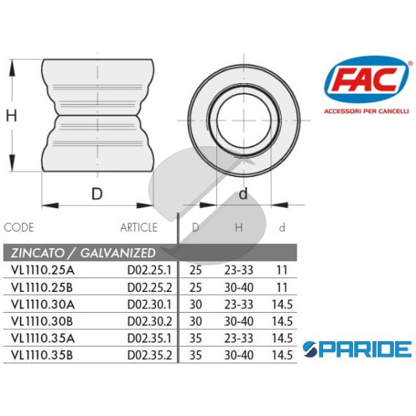DISTANZIALE REGOLABILE D 30 H 30-40 MM ZINCATO PER INFERRIATE MODELLO 2 VL111030B FAC