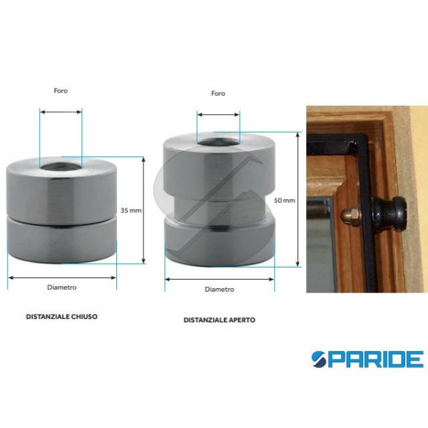 DISTANZIALE REGOLABILE D 30 MM H 35-50 MM ZINCATO PER INFERRIATE