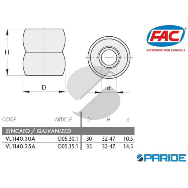 DISTANZIALE REGOLABILE D 35 H 32-47 MM ZINCATO PER INFERRIATE MODELLO 5 VL114035A FAC