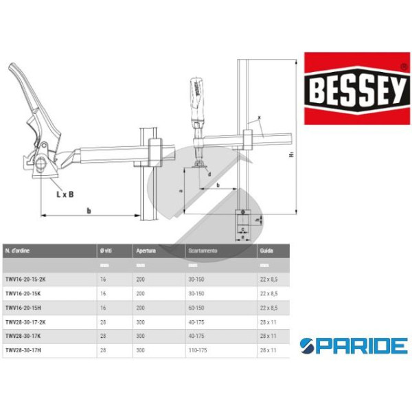ELEMENTO DI FISSAGGIO TWV28-30-17H BESSEY A  LEVA