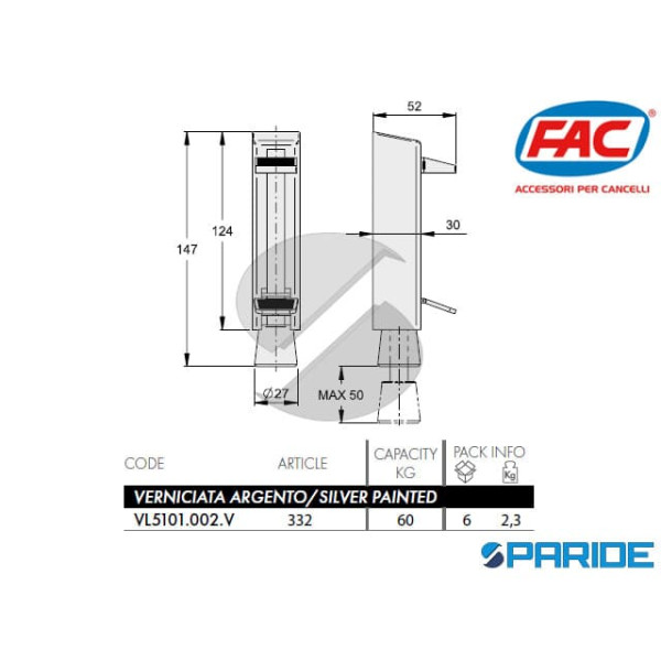FERMAPORTA A PEDALE PESANTE 332 FAC VL5101002V