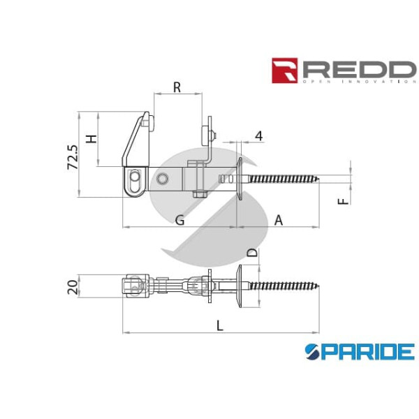 FERMASCURI A FISSARE L 165 MM 630 REDD REGOLABILE A TRIANGOLO NERO