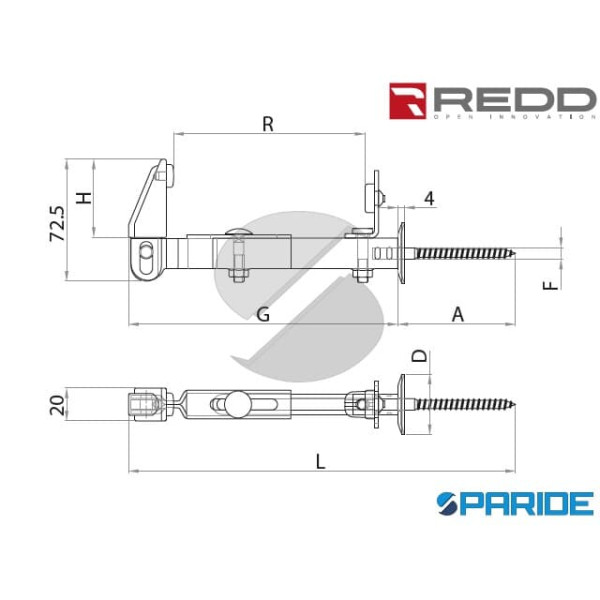 FERMASCURI A FISSARE L 320-360 MM 633 REDD DOPPIA REGOLAZIONE LUNGO NERO
