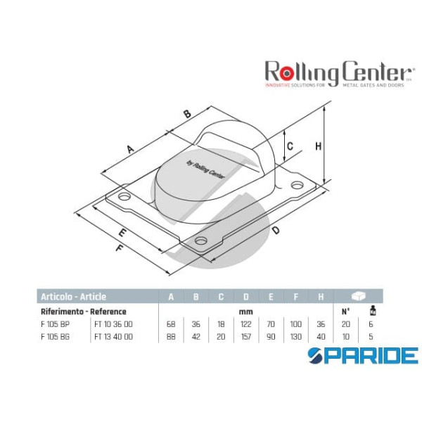 FERMO ARRESTO F105BP CON BASE ROLLING CENTER