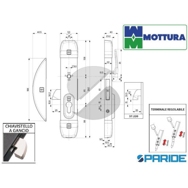 FERROGLIETTO TRIPLICE 37220N0000 PER PERSIANE MOTTURA