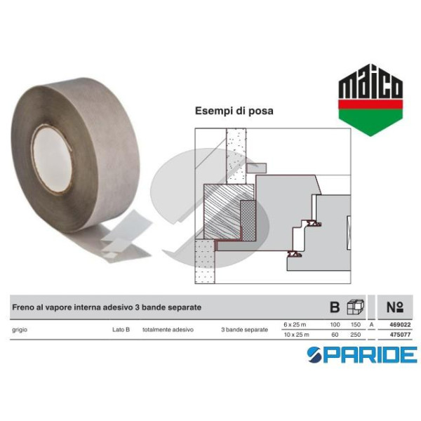 FRENO AL VAPORE ADESIVO INTERNO B=100 3 BANDE SEPA...