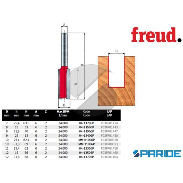 FRESA D 11 MM A TAGLIENTI DRITTI 04-13306P FREUD P...