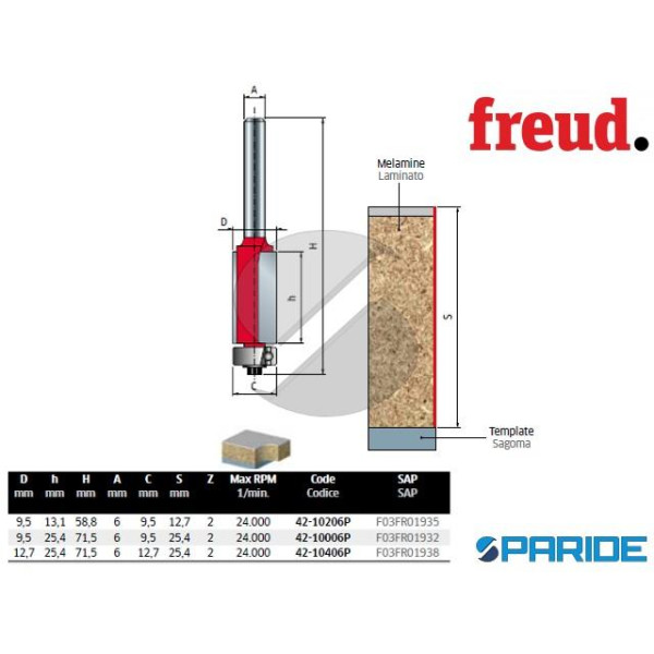 FRESA D 12,7 MM PER RIFILARE 42-10406P LEGNO FREUD