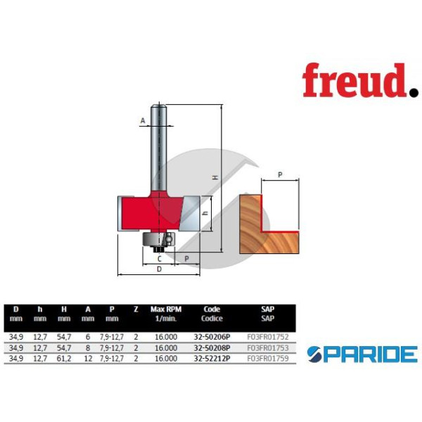 FRESA HM 32-50208P KIT 4 MISURE PER LEGNO FREUD