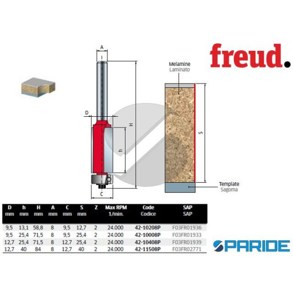 FRESA HM D 12,7 MM 42-10408P PER RIFILARE LEGNO FREUD