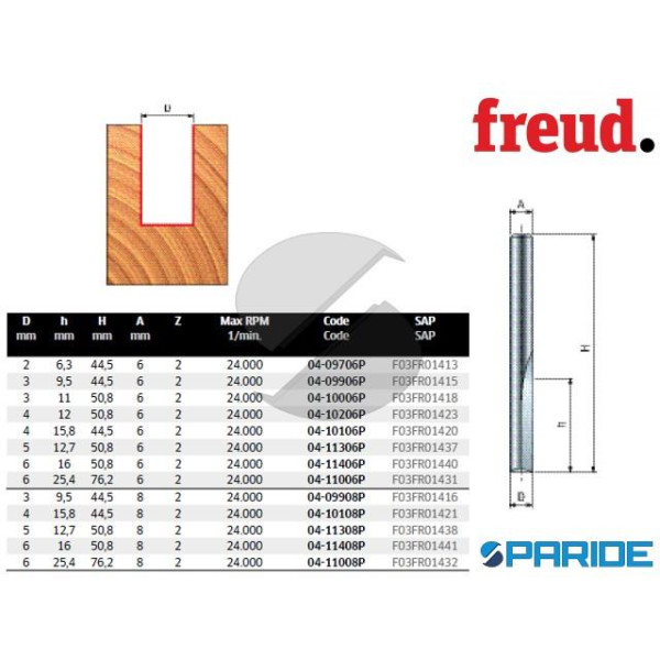 FRESA HM D 3 MM 04-09908P PER LEGNO FREUD