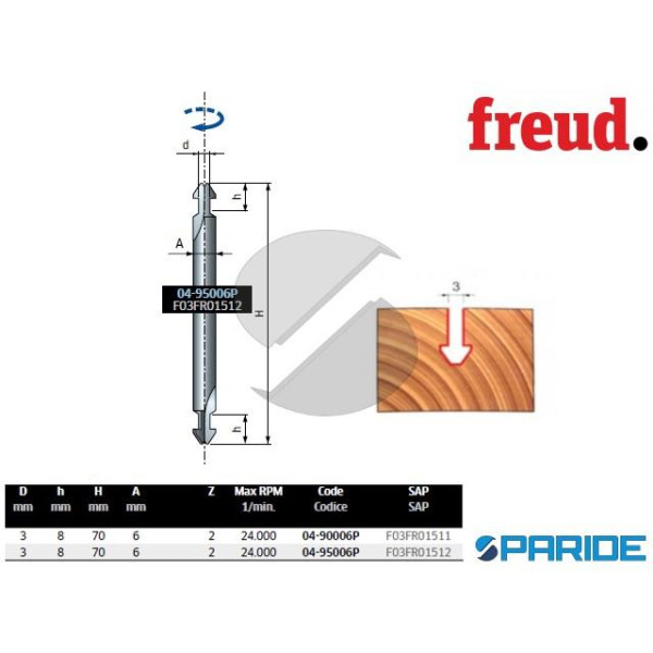 FRESA HM D 3 MM 04-95006P PER LEGNO FREUD