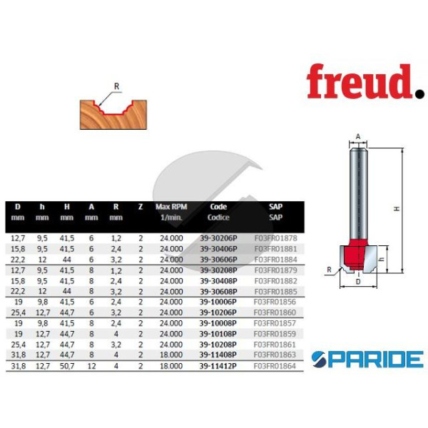 FRESA HM R 1,2 MM 39-30208P PER LEGNO FREUD