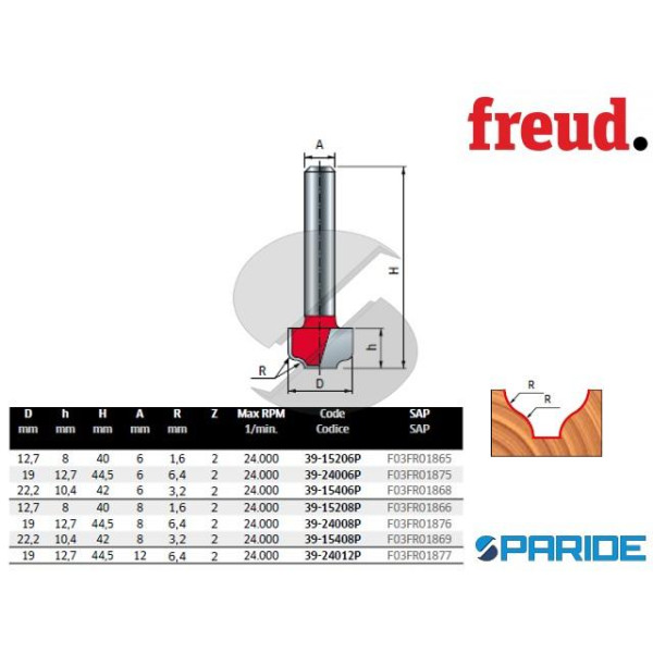 FRESA HM R 3,2 MM 39-15408P PER LEGNO FREUD