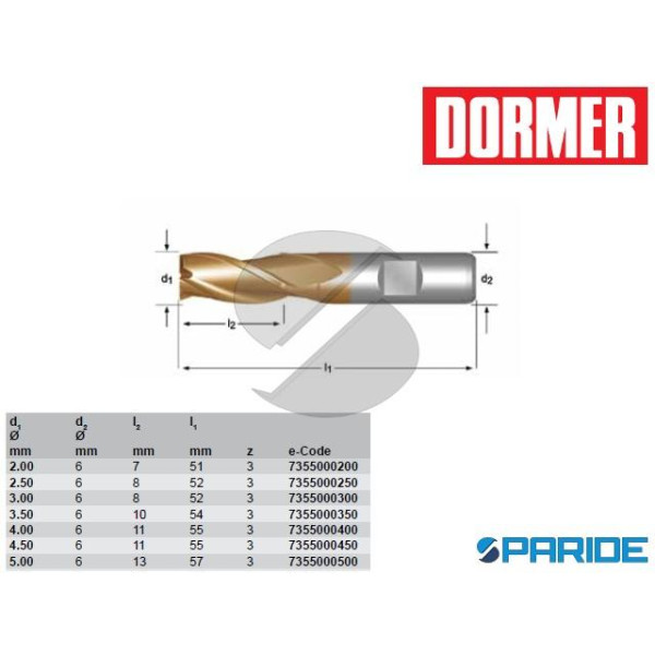 FRESA PER CAVE 735 D 4,0 MM A TRE TAGLIENTI HSS SE...