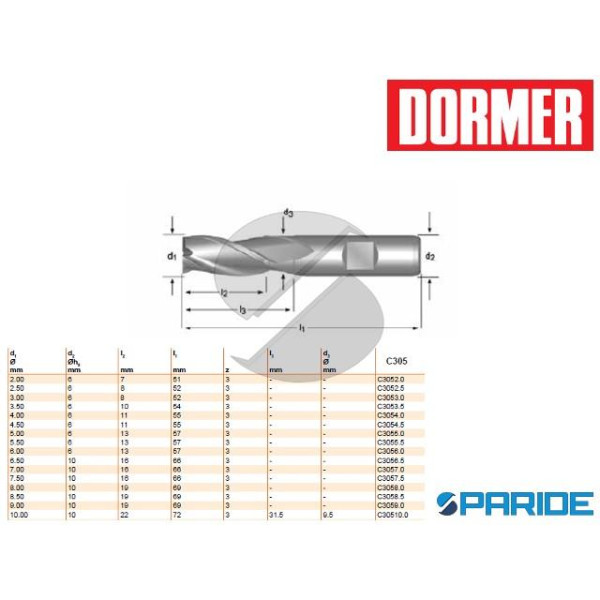 FRESA PER CAVE 736 D 6,0 MM A TRE TAGLIENTI HSS SERIE CORTA MASTER