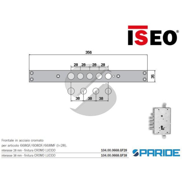 FRONTALE ACCIAIO CROMATO I38 104000668GF38 ISEO PE...