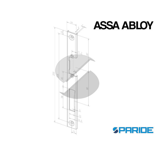FRONTALE INOX A U 391 DESTRO E3913505 ASSA ABLOY