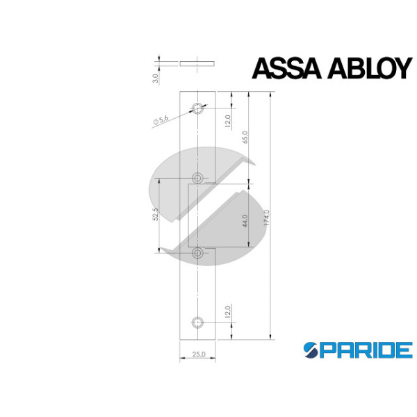 FRONTALE INOX CORTO REVERSIBILE YF16182 ASSA ABLOY