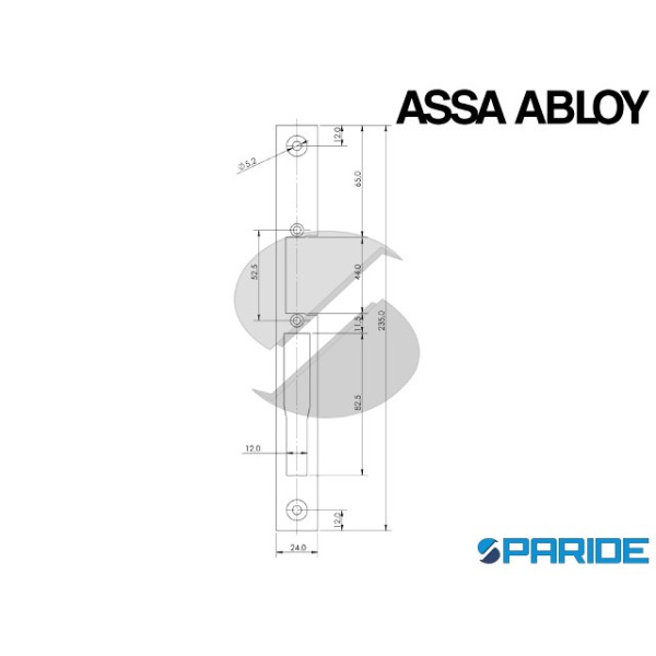 FRONTALE INOX LUNGO REVERSIBILE YF16178 ASSA ABLOY PER SERRATURA CATENACCIO BASCULANTE