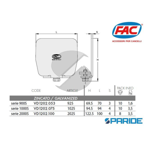 FRONTALINO 925 PER CANCELLI AUTOPORTANTI FAC VD1202053