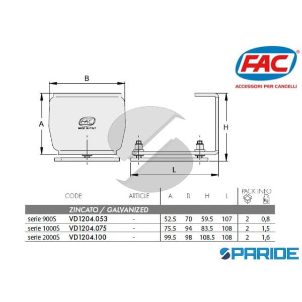 FRONTALINO AUTOPORTANTE PER BATTENTE ALZANTE 1000 VD1204075 FAC