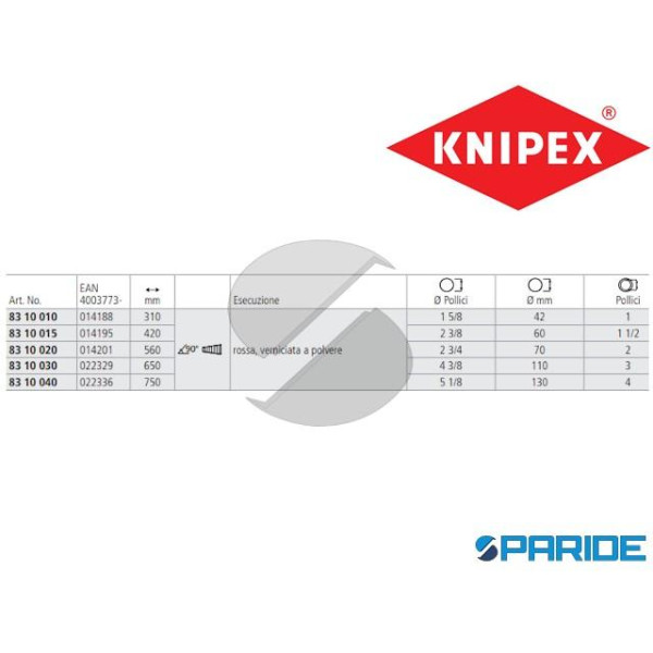 GIRATUBI CON GANASCE 90 GRADI 83 10 010 KNIPEX