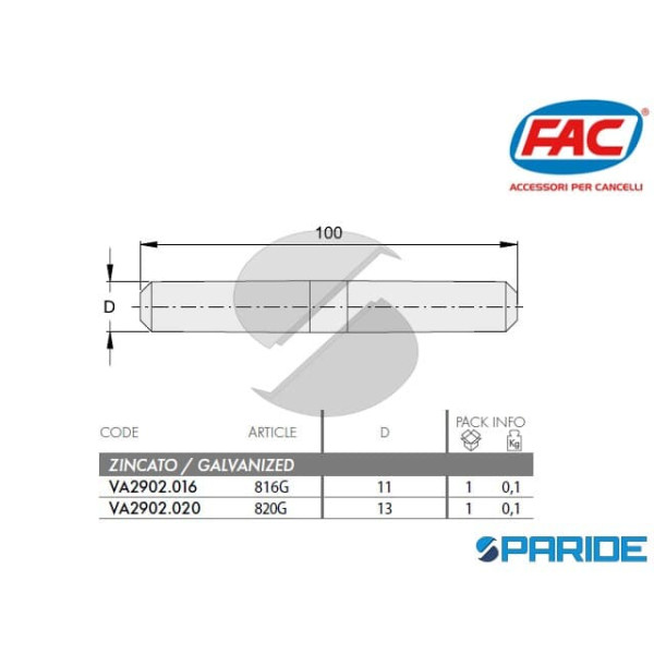 GIUNTO INTERNO D 11 MM 816G FAC PER ROTAIE A CEMENTARE