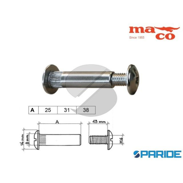 GIUNZIONE CON VITE M6X13 NICHELATA 0674 MACO