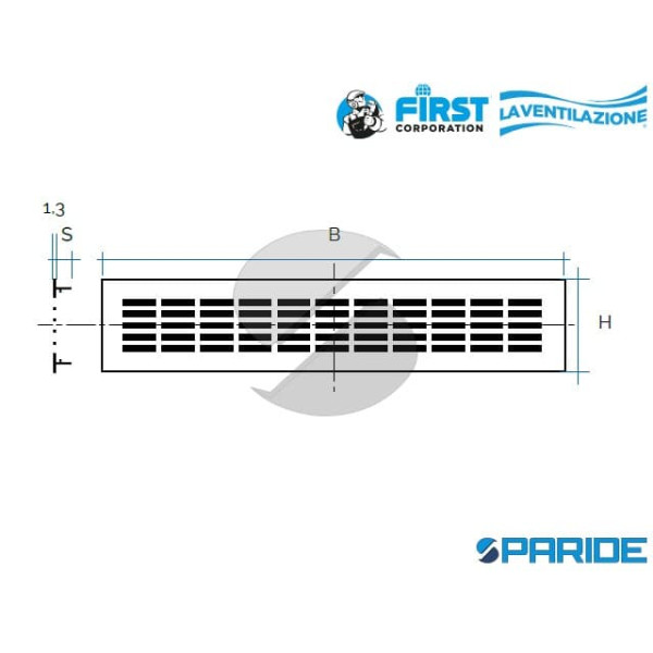 GRIGLIA DA INCASSO 400X100 MM FORO 368X86 MM  IN ALLUMINIO BIANCA