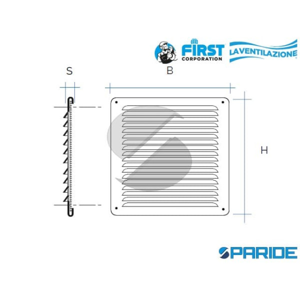 GRIGLIA DA SOVRAPPORRE 193X165 MM IN METALLO ALUZINK CON RETE