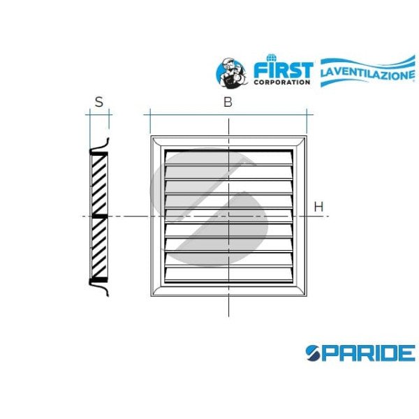 GRIGLIA QUADRA DA SOVRAPPORRE 240X240 MM IN PLASTICA BIANCA CON RETE