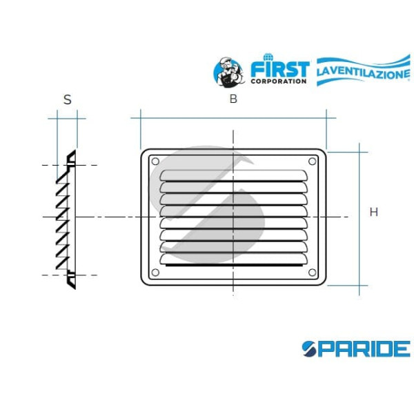 GRIGLIA TIPO A SOVRAPPORRE 384X146 MM IN PLASTICA BIANCA CON RETE