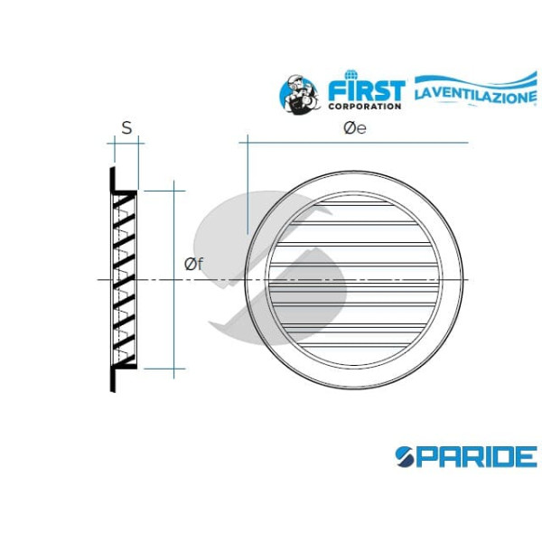 GRIGLIA TONDA AD INCASSO D 96 MM FORO D 77 MM IN PLASTICA BIANCA CON RETE
