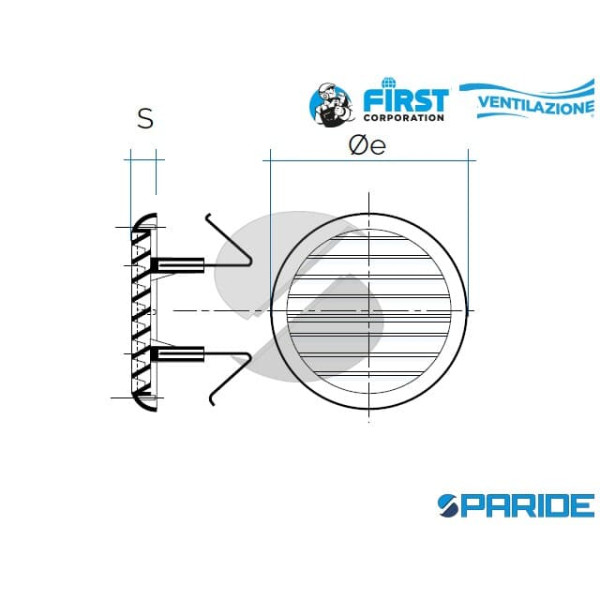 GRIGLIA TONDA UNIVERSALE D 125-160 MM CON MOLLA IN PLASTICA BIANCA CON RETE