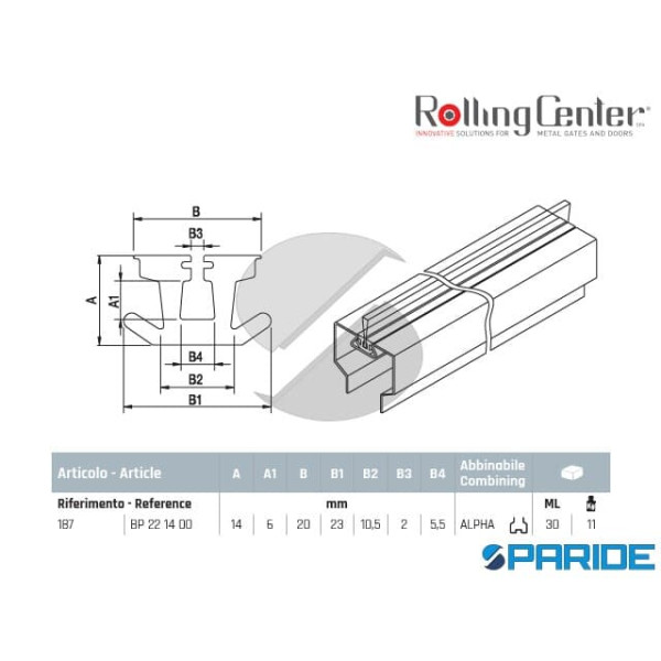 GUARNIZIONE 187 PER SPAZZOLINO PROFILO ALPHA PORTONI ROLLING CENTER