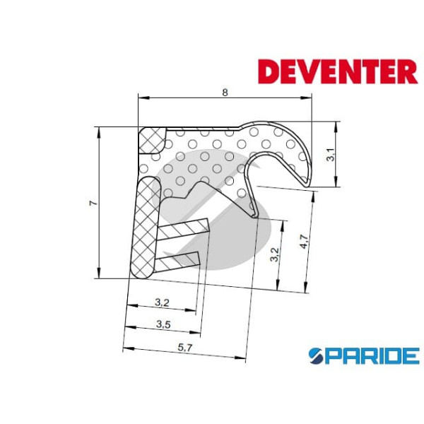 GUARNIZIONE SCHIUMATA SP 33B DEVENTER NERA PER BATTUTA FINESTRE IN LEGNO