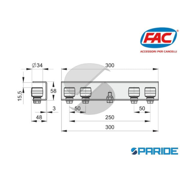 GUIDA 4 OLIVE VA3502N34 FAC PER CANCELLO TELESCOPICO